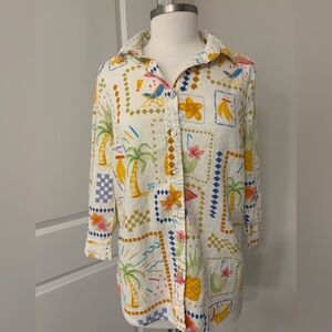 NWOT Calypso St. Barth Women's Beach Blouse with Beach 🏝️ Print Size Medium